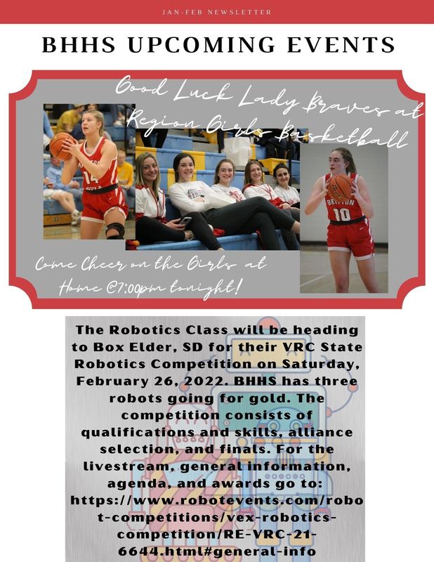 JanuaryFebruary Journalism Newsletter BrittonHecla School District 454