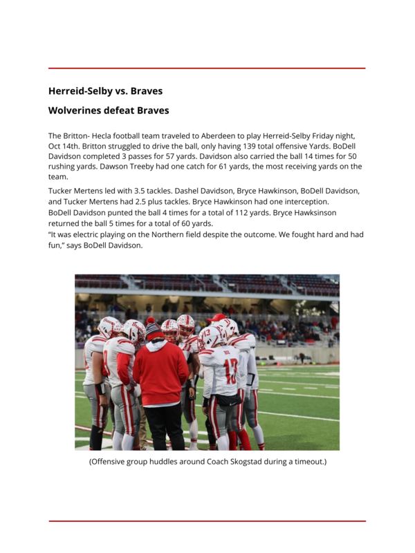 The BRAVES Race to the Playoffs BrittonHecla School District 454